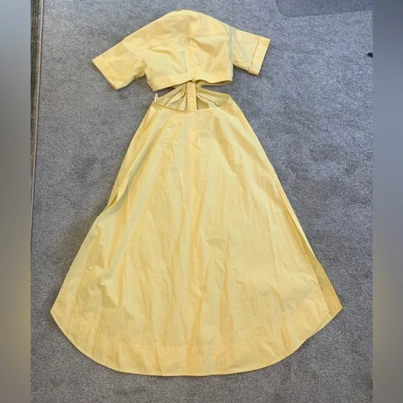 A.L.C. GEORGIA KNOTTED POPLIN SHIRT DRESS (Color: YELLOW, Size: 2) - Picture 6 of 10